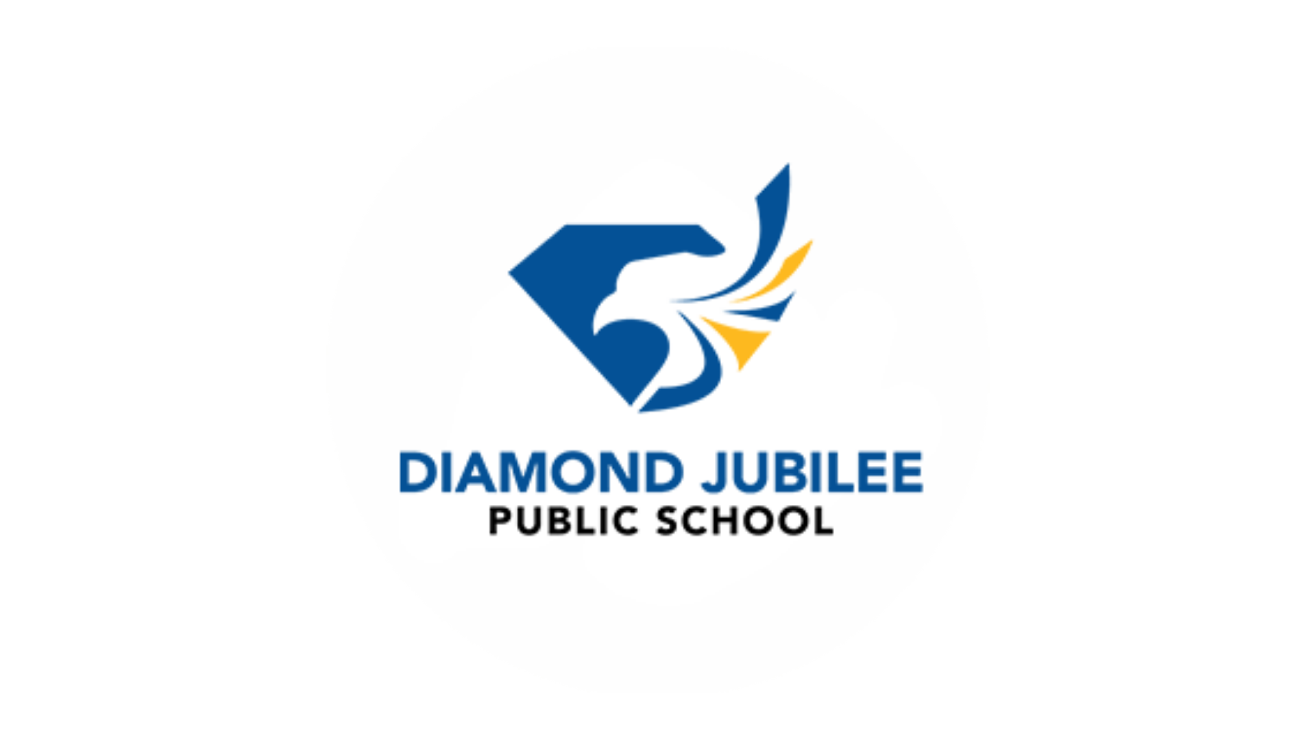 Timmins Care Logo of Diamond Jubilee Public School featuring a stylized blue diamond with an eagle and yellow accents above the school name in blue and black text. Cochrane District Social Services Administration Board