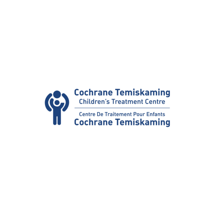 Timmins Care Logo of Cochrane Temiskaming Children's Treatment Centre with an icon of an adult holding a child and text in English and French. Cochrane District Social Services Administration Board