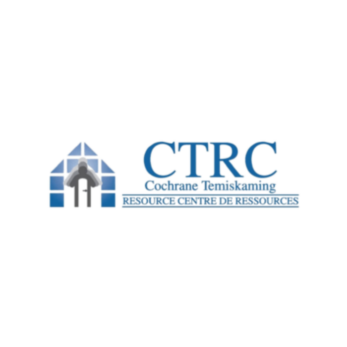 Timmins Care Logo of the Cochrane Temiskaming Resource Centre (CTRC) with blue initials and text, and an icon of a house with a person inside. Cochrane District Social Services Administration Board