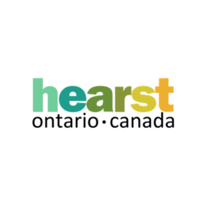 Timmins Care Hearst Ontario Canada logo with "hearst" in lowercase letters and multicolored tones, and "ontario" and "canada" in black text separated by a dot. Cochrane District Social Services Administration Board