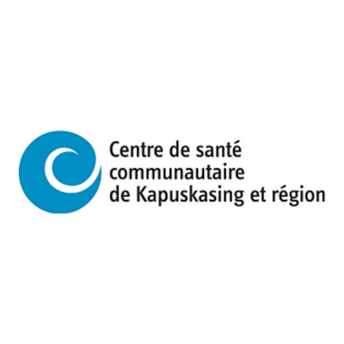 Timmins Care Logo of the "Centre de santé communautaire de Kapuskasing et région" with a blue circular graphic element to the left of the text. Cochrane District Social Services Administration Board