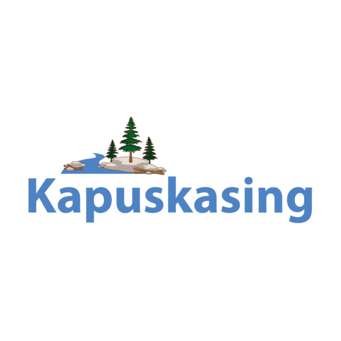 Timmins Care Logo featuring the text "Kapuskasing" in blue, below a graphic of rocks, trees, and two water bodies. Cochrane District Social Services Administration Board