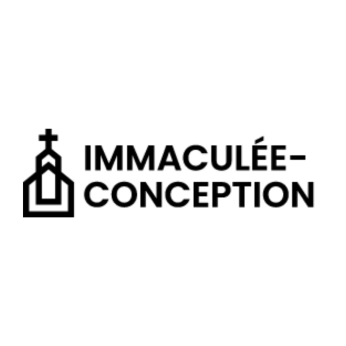 Timmins Care Logo featuring a church icon with a cross, followed by the text "Immaculée-Conception" in bold, black letters. Cochrane District Social Services Administration Board