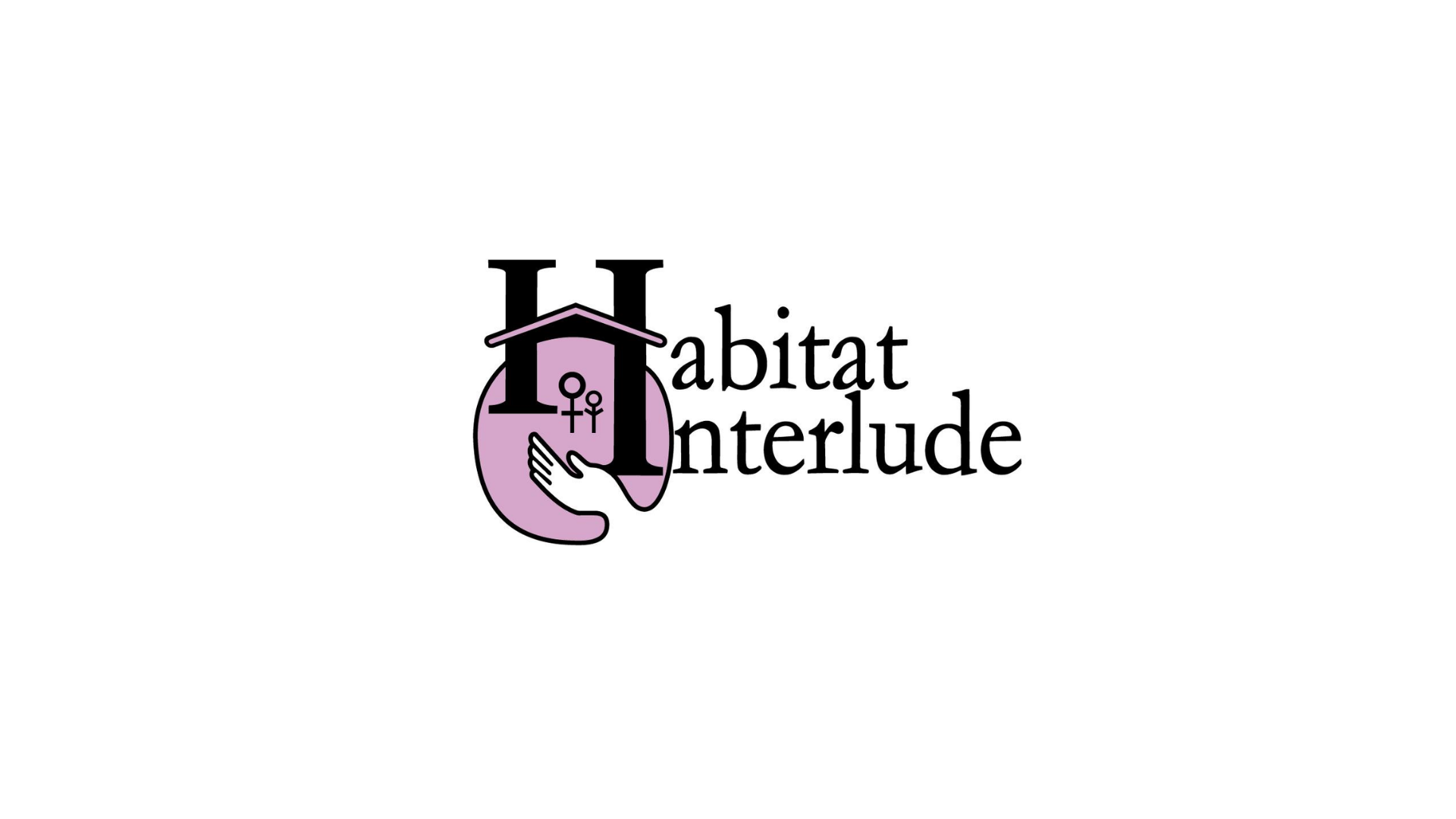 Timmins Care A logo with the text "Habitat Interlude" featuring a stylized letter "H" and a house with two overlapping hands cradling it, and keys inside the house. The design is in black and shades of purple. Cochrane District Social Services Administration Board