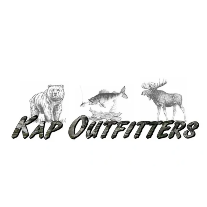 Timmins Care Illustration of a bear, fish, and moose above the text "Kap Outfitters" on a white background. Cochrane District Social Services Administration Board