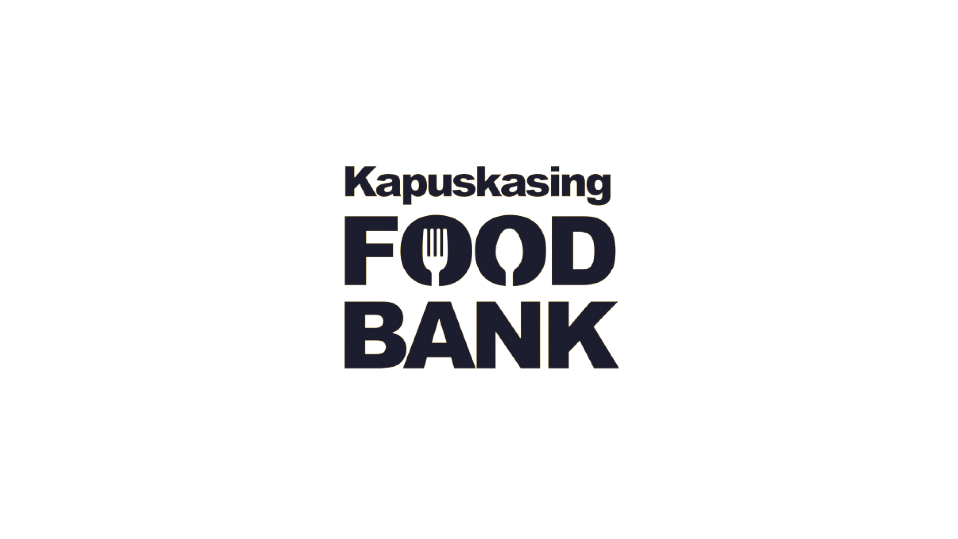 Timmins Care Logo of Kapuskasing Food Bank featuring the text "Kapuskasing Food Bank" with cutlery icons representing the letters "O" in "FOOD". Cochrane District Social Services Administration Board