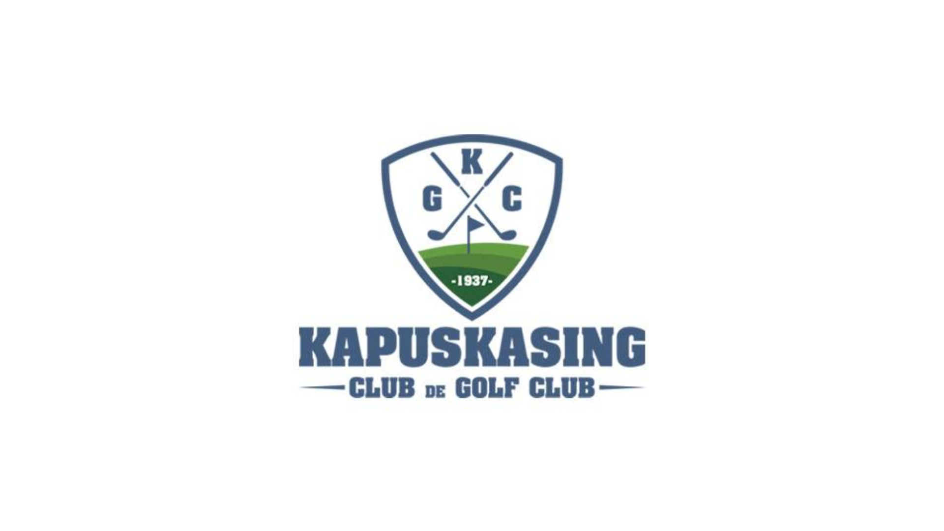 Timmins Care Logo of Kapuskasing Golf Club featuring two crossed golf clubs, a golf ball, and a patch of grass within a shield. 'KGKC - 1937' text is above 'Kapuskasing Club de Golf Club'. Cochrane District Social Services Administration Board