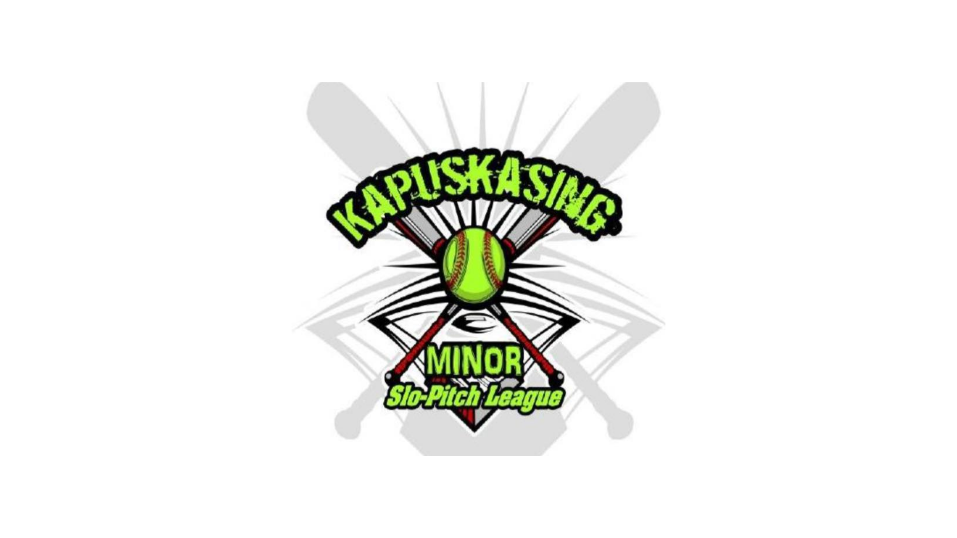 Timmins Care Logo of the Kapuskasing Minor Slo-Pitch League featuring a softball, crossed bats, and a diamond in the background. Cochrane District Social Services Administration Board