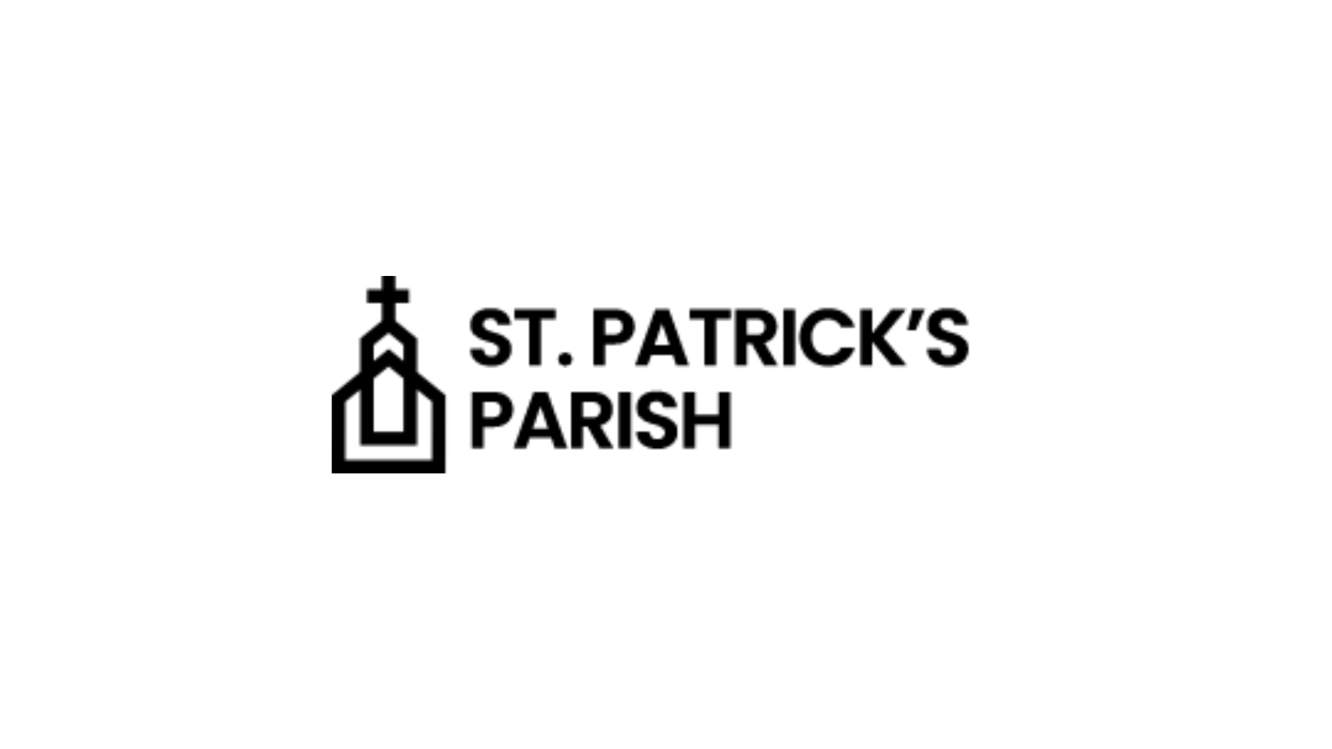 Timmins Care Logo of St. Patrick's Parish featuring a simple church icon with a cross on top, accompanied by the text "St. Patrick's Parish" in bold letters. Cochrane District Social Services Administration Board