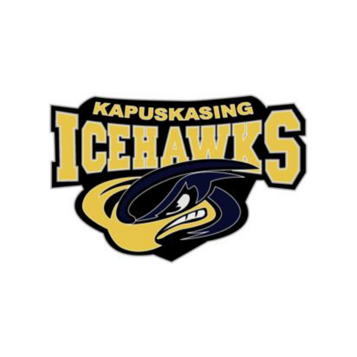 Timmins Care Yellow and black logo of the Kapuskasing Icehawks, featuring a stylized hawk and bold text. Cochrane District Social Services Administration Board