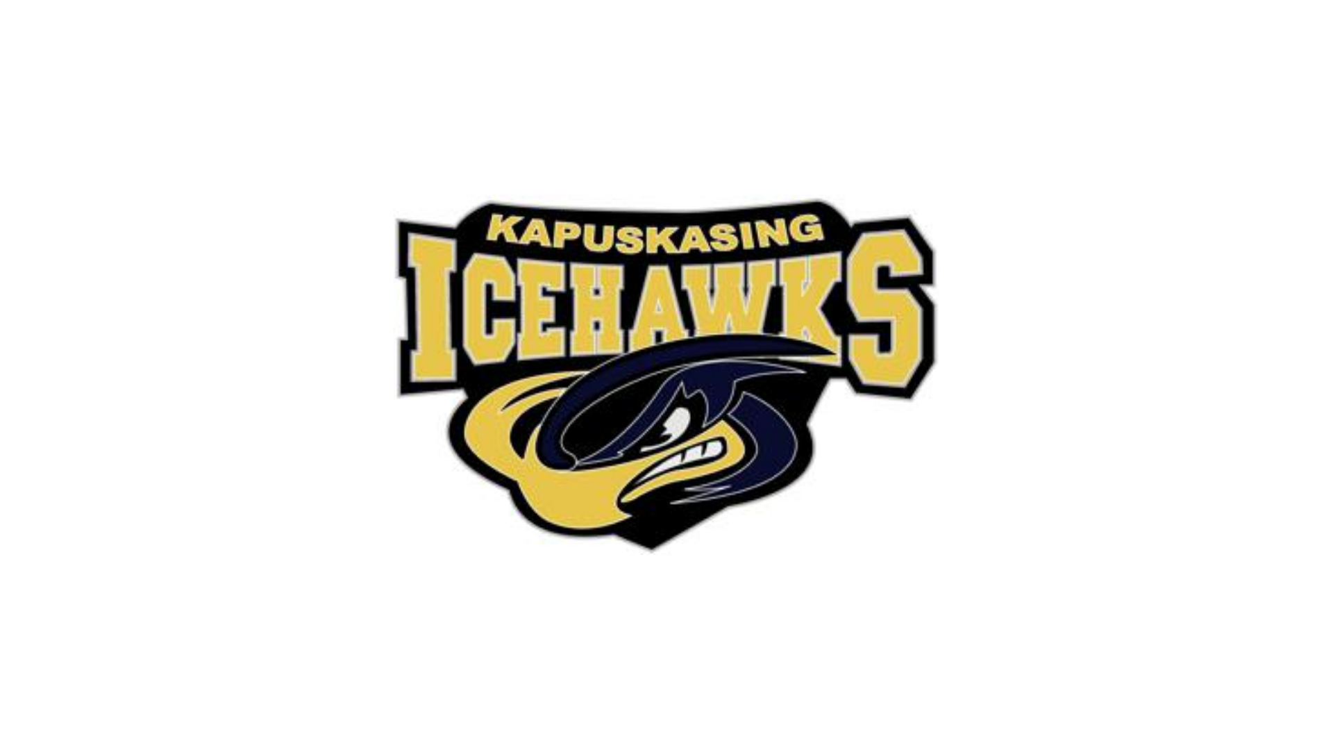 Timmins Care Yellow and black logo of the Kapuskasing Icehawks, featuring a stylized hawk and bold text. Cochrane District Social Services Administration Board